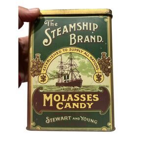 Vintage Steamship Brand Molasses Candy Tin Stewart and Young Scottish Souvenir